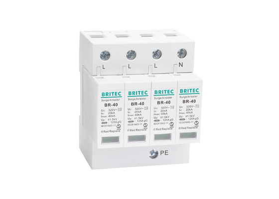 IEC61643 40KA 4 polen AC elektrische overstromingsbeschermer Blikbescherming