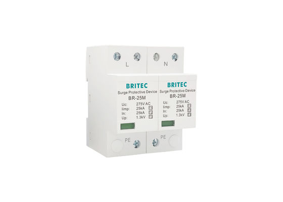 25kA 275V Din Rail Surge Arrester SPD Single Phase Surge Protector met MOV technologie