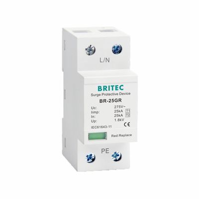 25kA Klasse I Type 1 Overspanningsbeveiliging Bliksembeveiliging Uc 150V 275V 320V T1