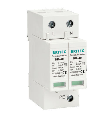 BR-40 2P-overspanningsbeschermingsapparaat klasse II Spd 275v type 2 enkelfasig 275v ac spd overspanningsbeschermer tegen bliksem