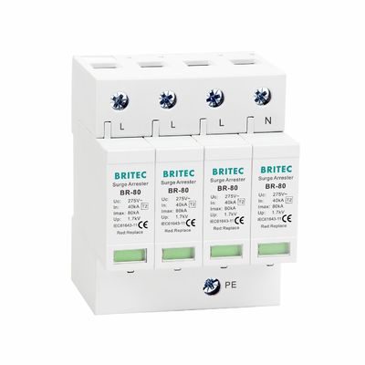BR-80 4P Type 2 Overspanningsbeveiliging SPD 80KA 4P Overspanningsbeveiliger voor Bliksembeveiliging