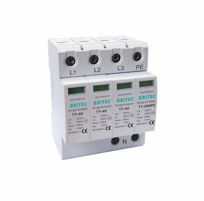 TY-40 3+1 MOV Stromoverspanning Beschermingsinrichting met 40kA ontladingsstroom en thermoplastische UL94-V0 behuizing