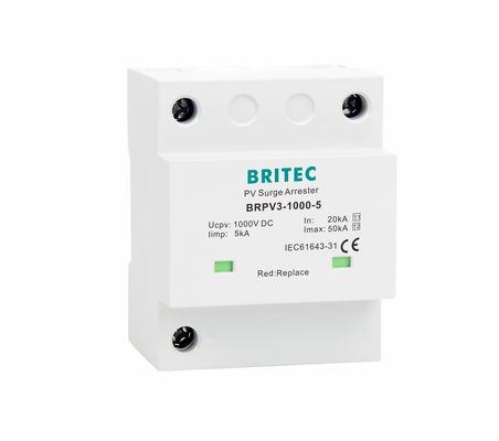 BRPV3-1000-5 T1 50kA DC 1000V 5kA Type 1+2 PV-overspanningsbeveiliging overspanningsafleider zonne-overspanningsbeveiligingsapparaat t1 t2 dc SPD fotovoltaïsche SPD's