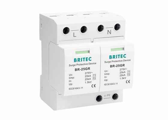 25kA enkelfasig IP20 Type 1 Spanningsbeschermingsapparaat Spanningsbeschermer