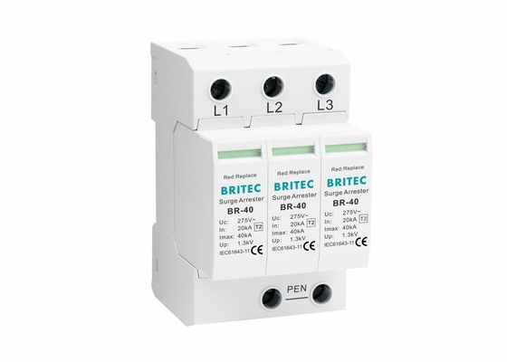 IEC 61643 Klasse II 3P Steekbaar Type 2 SPD 40kA Overspanningsbeveiliging voor Bliksembeveiliging