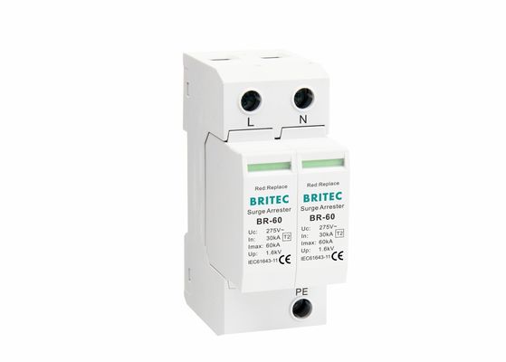 60kA ontladingsstroomoverspanningsherstel met aansluitbare module en UL94-V0 thermoplastisch voor AC-energiebescherming