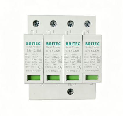 BR-12.5M 320 4P spd t1 bliksemschutter type 1 2 spd 12.5ka blikseminslagen plug-in arrester