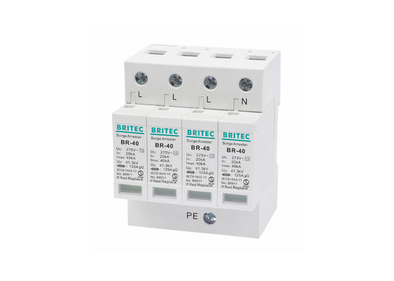 Driefasige laagspanningsoverspanningsbeschermingsinrichting 40KA SPD voor de bescherming van elektrisch netwerk
