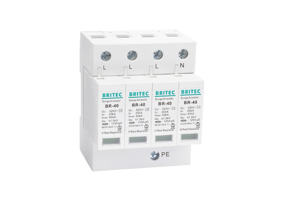 IEC61643 40KA 4 polen AC elektrische overstromingsbeschermer Blikbescherming