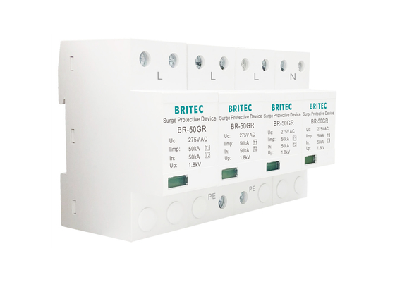 Van de het Type 1schommeling van SPD 50KA van het de Beschermerapparaat 4P 275V 320V AC de Bliksemremhaak