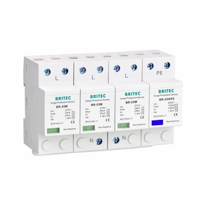 Klasse I Type1 SPD-spanningsoverspanningsbeschermingsinrichting 25KA B+C Lage spanning