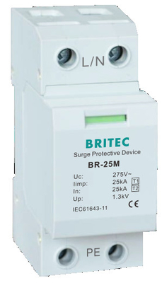 BRITEC BR-25M T1+T2 B+C 3P DIN Rail 35mm Spd T1 varistor overspanningsbeveiliging type1 3p overspanningsbeveiliging