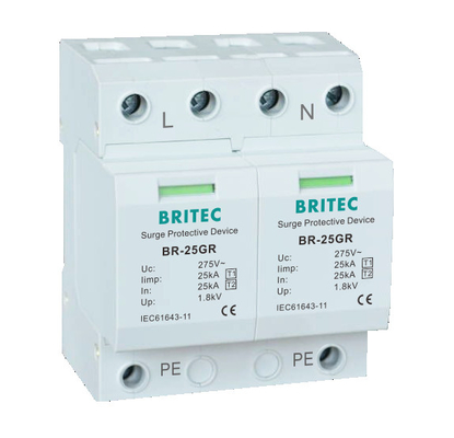 BR-25GR 1P+1 overspanningsbeveiligingsapparaat Spd Type1 overspanningsonderdrukker, donderafleider