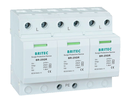 BR-25GR 1P+1 overspanningsbeveiligingsapparaat Spd Type1 overspanningsonderdrukker, donderafleider