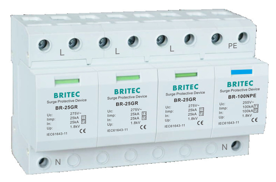 BR-25GR 1P+1 overspanningsbeveiligingsapparaat Spd Type1 overspanningsonderdrukker, donderafleider