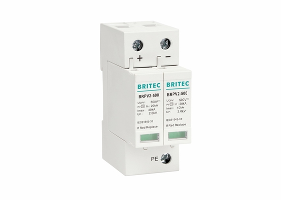 2P PV-overspanningsscherm 40KA DC-overspanningsscherm 500V Voor PV-zonnestelsel