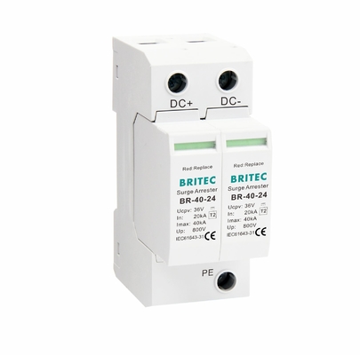 BR-40-24 DC SPD-overspanningsbeschermingsapparaat Dc-overspanningsonderdrukker 40kA Pv-overspanningsarrestator dc 24v-overspanningsbeschermer