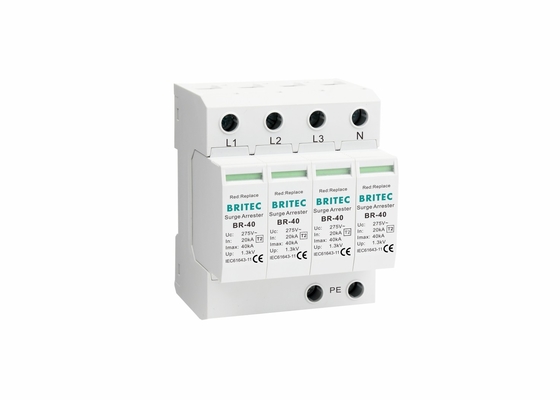 4P SPD Klasse II 40ka AC-overspanningsbeschermer 150V/275V/320V//385V/440V Blikbescherming