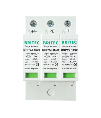 BRPV3-1500 Type 2 Surge Arrester Solar System Protection 1500V DC PV Surge Protector Spd