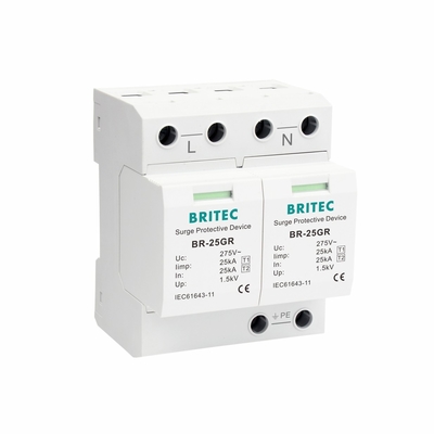 BR-25GR 2P Type 1 Overspanningsbeschermingsinrichting 50KA Eenfasige SPD-vonkgap spd tuv ac-overspanningsbeveiliging