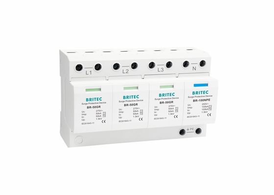50kA laagspanning UL94-V0 3P+NPE-spanningsoverspanningsaansluiting Spanningsoverspanningsscherm