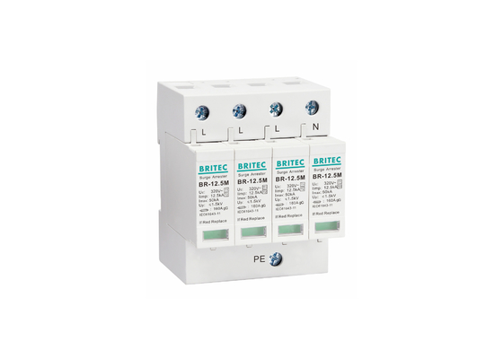 12.5kA Type 1+2 320V 4P Huishoudelijke overspanningsbeschermer Blikbescherming