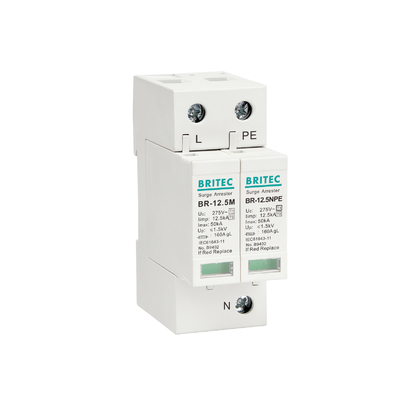 BR-12.5M 1P+1 Elektrische apparatuur 50kA 275v T1+T2 Spanningsoverspanning Arrester Spanningsoverspanningsbeschermingsapparaat Lage spanningsoverspanningsbeschermer
