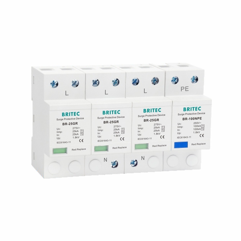 25KA 3P+NPE T1 Klasse I overspanningsbeveiliging Type 1 hoogenergetische SPD