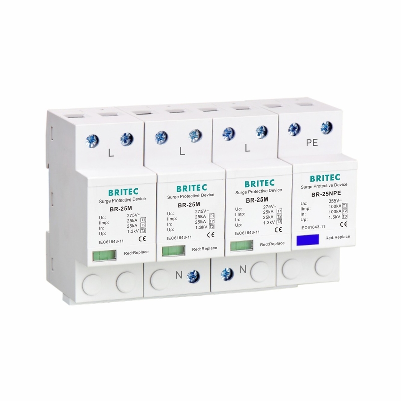 Klasse I Type1 SPD-spanningsoverspanningsbeschermingsinrichting 25KA B+C Lage spanning