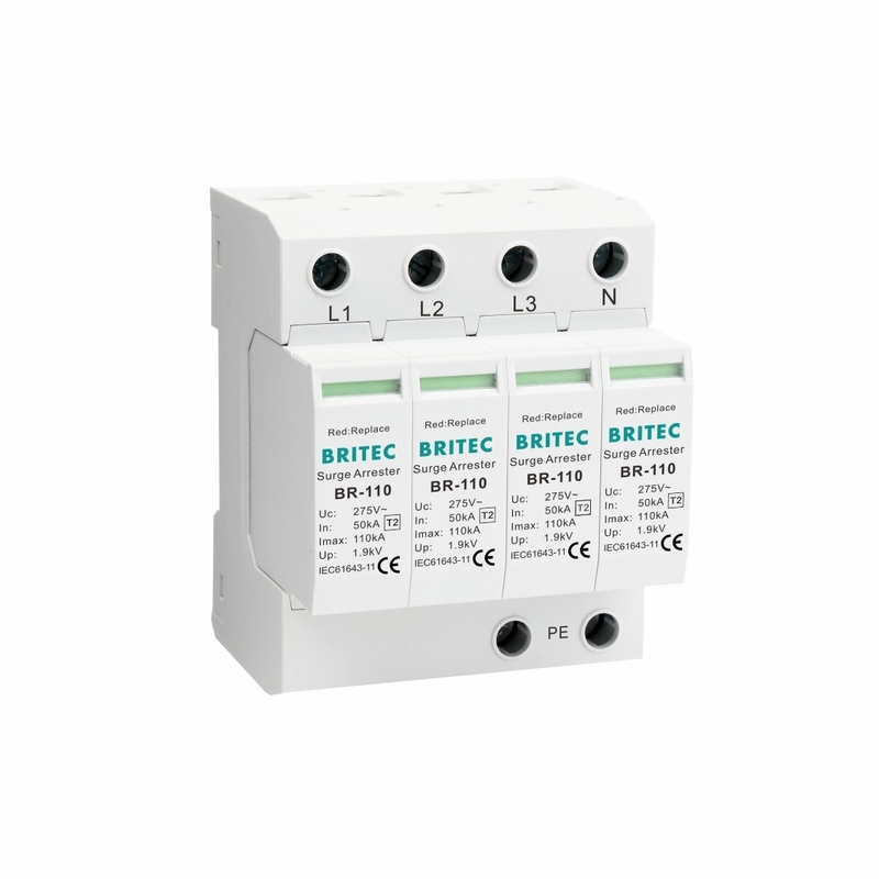 BR-110 4P OEM Type 2 Overspanningsbeschermer 275v Overspanningsbeschermingsapparaat SPD varistor arrester 4-pool overspanningsbeveiliger