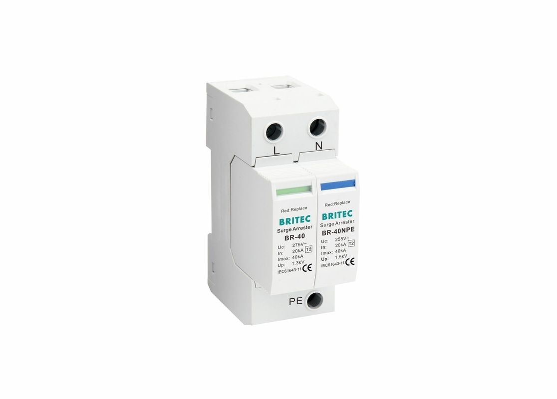 TVSS 150 V/275 V/320 V/385 V/440 V 40KA Din Rail Power bliksembeveiliging Overspanningsafleider Eenfase