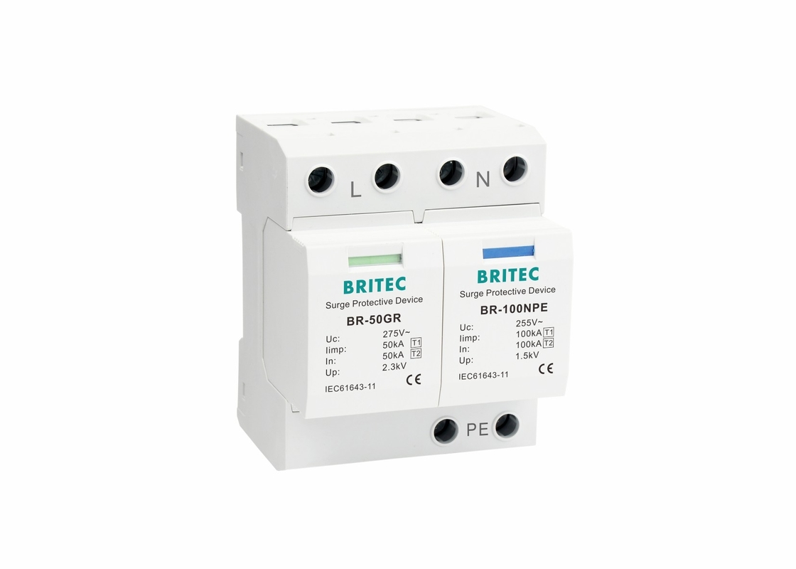 Stroomwerend type 1 1P+NPE IP20 IEC61643-11 Overschrijdingsbeveiliging