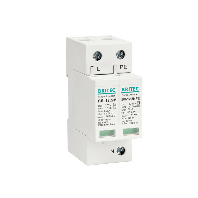 BR-12.5M 1P+1 Elektrische apparatuur 50kA 275v T1+T2 Spanningsoverspanning Arrester Spanningsoverspanningsbeschermingsapparaat Lage spanningsoverspanningsbeschermer