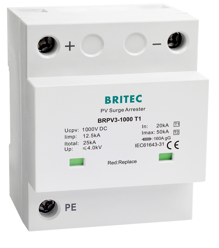 BRPV3-1000 T1 50ka DC 1000V 12.5ka PV-overspanningsbeveiliging zonne-overspanningsbeveiliging fotovoltaïsche SPD's