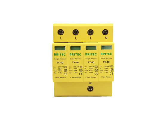 4P 40KA AC Blikbescherming 3-fase Arrester Surge Protector Klasse C IP20