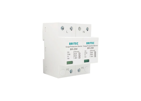 25kA 275V Din Rail Surge Arrester SPD Single Phase Surge Protector met MOV technologie