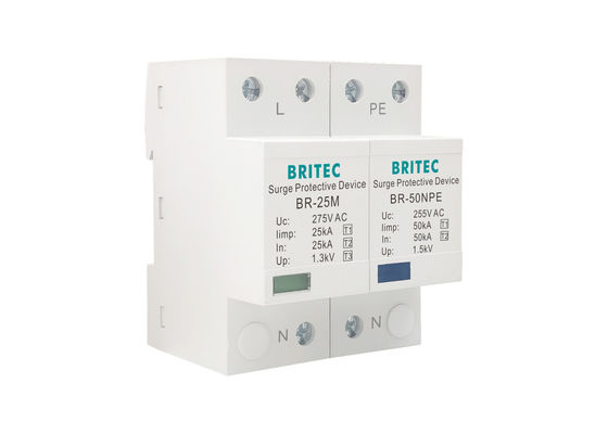 Type 1+2+3 Overspanningsbeschermers Thermoplastische SPD Blikkenarrest 25kA