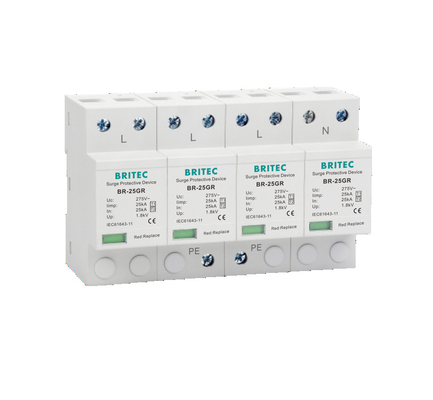 BR-25GR 4P Klasse I type 1 Overspanningsbeveiliging SPD Bliksembeschermer vonkenbrug spd type1 4p ac spd overspanningsbeveiliging