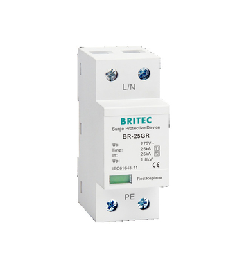 BR-25GR 4P Klasse I type 1 Overspanningsbeveiliging SPD Bliksembeschermer vonkenbrug spd type1 4p ac spd overspanningsbeveiliging