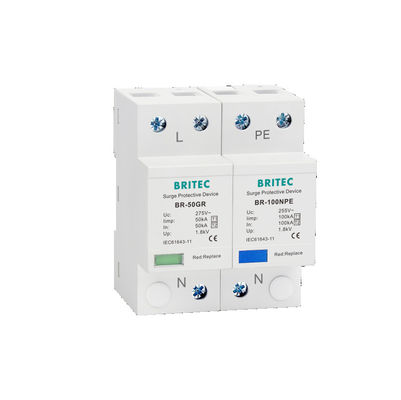 Br-50GR 275 3P-van de het Type 1schommeling van SPD Ac van de het Beschermende Apparatenbliksem de Remhaakt1 T2 In drie stadia