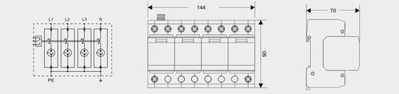 BR-25GR 4P SPD bliksembeveiligingsapparaat DIN-rail 35 mm ac spd