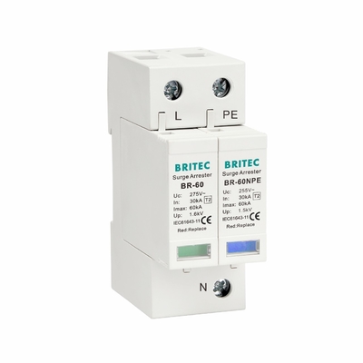 BR-60 1+1 Type 2 Overspanningsbeschermer Blitzbeschermingsinrichting 60KA Klasse C