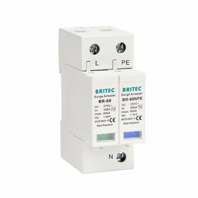 Mini enkelfasige 275V 60kA bliksemstopper met thermoplastisch UL94-V0 overspanningsbeschermingsapparaat