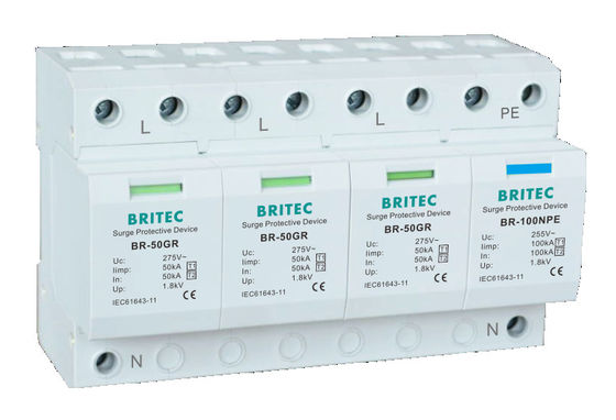 BR-50GR 1P 50kA Type 1 Overspanningsbeveiliging Ac Din Rail Overspanningsafleider SPD