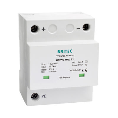 BRPV3-1000-5 T1 50kA DC 1000V 5kA Type 1+2 PV-overspanningsbeveiliging overspanningsafleider zonne-overspanningsbeveiligingsapparaat t1 t2 dc SPD fotovoltaïsche SPD's