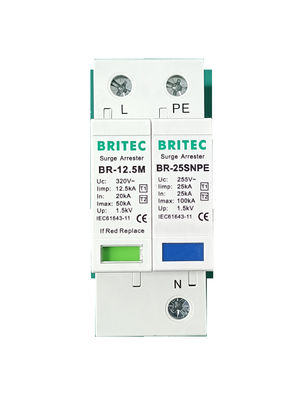 BR-12.5M 1+1 50kA DIN Rail Surge Protection Device Lightning Protection TUV Goedkeuring spd