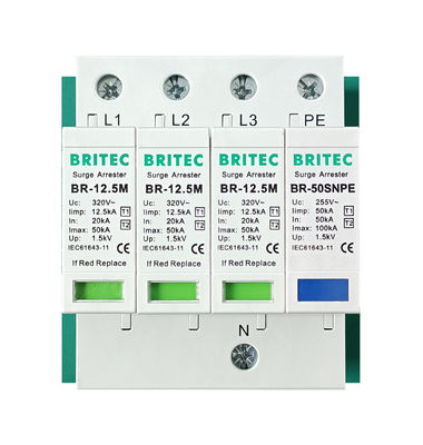 BR-12.5M 1+1 50kA DIN Rail Surge Protection Device Lightning Protection TUV Goedkeuring spd