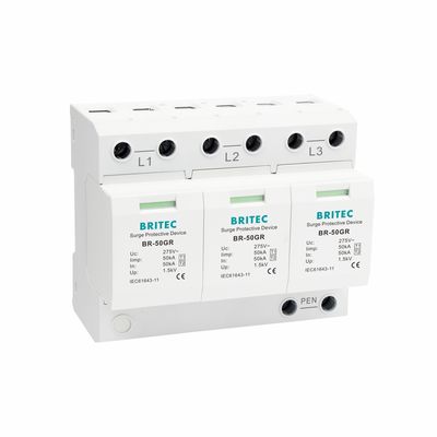 BR-50GR 4P type 1 overspanningsbeveiliging Overspanningsbeveiliging 50kA Overspanningsbeveiliging plug-in arrester type 1 spd overspanningsafleider AC T1 Overspanningsbeveiliging driefasige stroom overspanningsbeveiliger