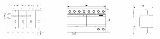 BR-50GR 3P+1 Overspanningsbeveiliging klasse 1 bliksembeveiliging SPD spd 50ka type 1 overspanningsbeveiliging