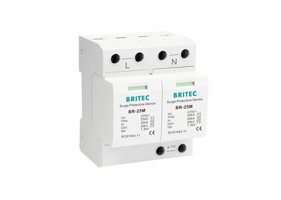 van het de Enige Fase2p Type 1 van 25kA 275V Klasse I Schommelingsremhaken met Droog Contact br-25M 2P